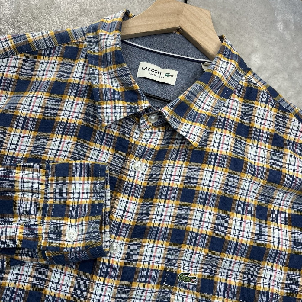 Lacoste Plaid Button Down Shirt Men‎ 45 Regular Fit Long Sleeve Check